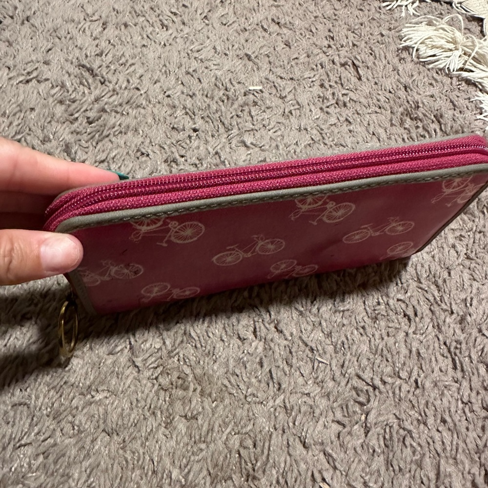Fossil Full Size Pink Wallet With Bicycle Pattern… - image 3